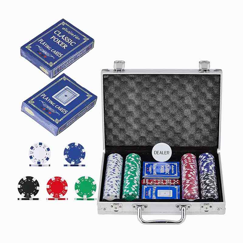 Set de cipuri de poker cu cutie de aluminiu de 200 de piese