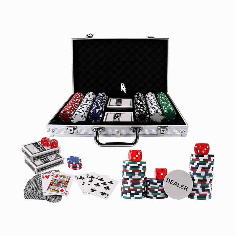 300psc Texas Hold'em Chips de poker setat în cutia de aluminiu